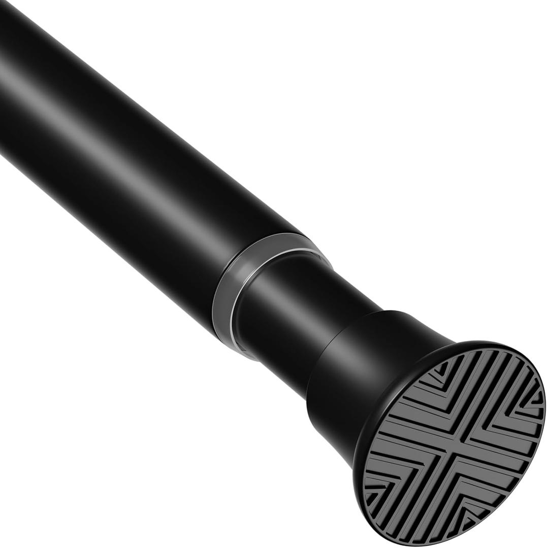 Curtain Rods for Windows 32-75 Inch, 7/8 Inch Diameter Adjustable Tension Curtain Rod No Drilling, Spring Rods for Windows Door Kitchen, Black