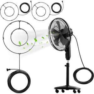 2 Sets Fan Misters Kit for Outside Fan Misting 33ft 8 Nozzles for Cooling Outdoor Multi Nozzle Spray Ring for Patio Backyard Pavilion Swimming Pool Courtyard Barbecue Accessories Party