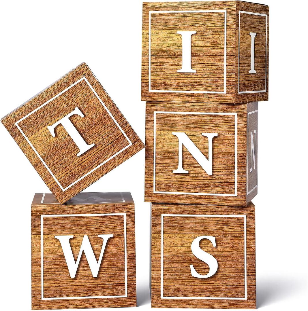 Marspark 5 Pcs Twins Baby Shower Boxes Decorations Supplies Sage Green Eucalyptus Leaves Twins Balloon Boxes Vintage Gender Reveal Baby Shower Birthday Party Favors (Vintage)