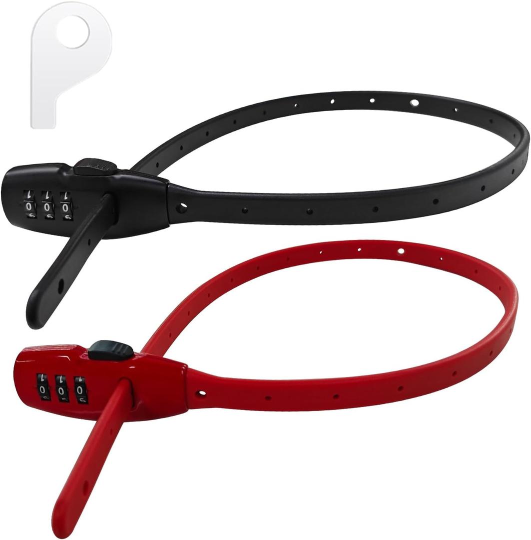 2 Pack Adjustable Zip Tie Lock with 3-Digit Combination for Helmet, Bike Rack, Motorcycle, Skateboard, Luggage, Skis, French Door, Stroller & Cabinet, Lightweight Bicycle Lock