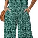 Dokotoo Pants Sets Women 2 Piece Outfits Sleeveless Round Neck Tank Tops Matching Sets for Women Elastic Waist Wide Leg (Blue, L)