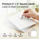 2" X 2" Matte White Printable Labels (100 Sheets, 2000 Stickers) Custom Labels, Logo Stickers, QR Codes for Laser & Inkjet Printers - Spartan Industrial Template S002