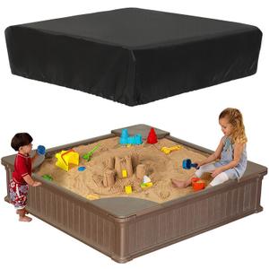 NEVERLAND Waterproof Sandboxes Cover, Square Heavy Duty Outdoor Sand Box Cover, UV Resistant and Dustproof, Suitable for Protecting Children's Sandbox and Toys (Black, 49" X 49" X 8")