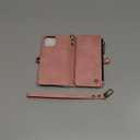 Defencase Compatible with iPhone 15 Case Wallet with RFID Blocking Card Holder for Women and Men, Fashion PU Leather Magnetic Snap Flip Zipper Strap Wallet Phone Case Fit for iPhone 15 6.1", Rose Pink