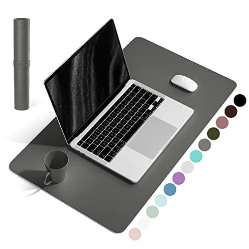 YSAGi Non-Slip Leather Desk Pad, Waterproof Laptop Computer Desk Keyboard Mat, Table Protector Blotter Mat, Large Mouse Pad for Office/Work/Home/Decor(Dark Gray, 23.6" x 13.7")