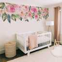 Flortlias Fabric Peel and Stick Floral Wall Decal, Self-Adhesive Peony Flowers Wallpaper, Rose Sticker for Living Room Bedroom Wall Decor (Blush Pink Rose Garden)