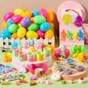 JOYIN 300 Pcs Easter Eggs Bulk with Toys, Assorted Easter Fillers Include 100 Eggs, 100 Toys & 100 Pcs Theme Stickers for Kids Hunt, Basket Stuffers, Party Favors Prize