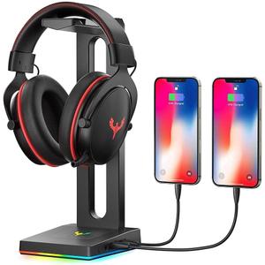 Blade Hawks RGB Gaming Headphone Stand with 3.5mm AUX and 2 USB Ports, Durable Headset Stand Holder for Bose, Beats, Sony, Sennheiser, Jabra, JBL, AKG, Fancy Gaming Accessories - HS18 (Only for PC)