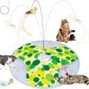 Pawhims Interactive Cat Toy, Rechargeable Automatic Cat Toys for Indoor Cats, Motion Activated Hide and Seek Cat Toy with Bird Cat Wand, Moving Feather for Bored Indoor Adult Cats/Kittens