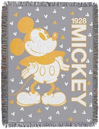 Disney's Mickey Mouse, "Confetti Dot" Metallic Woven Tapestry Throw Blanket, 48" x 60", Multi Color