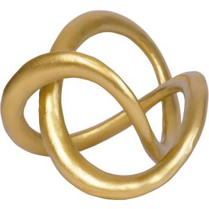 Gold Knot Statue Decor Gold Modern Geometric Sculpture Home Decor Unique Round Knick Knacks Shelves Decorative Abstract Cube Golden Centerpiece for Living Room Shelf Office Coffee Table Decoration