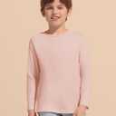Haloumoning Boys Long Sleeve Shirts Kids Crewneck T-Shirts Casual Split Hem Fall Tops Tees 5-14 Years