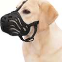Dog Muzzle for Large Dogs, Silicone Basket Dog Muzzle for Large and Medium Dogs Breed Can Prevent Eating Chewing and Barking for Grooming Trimming Training(Black, XL-7)
