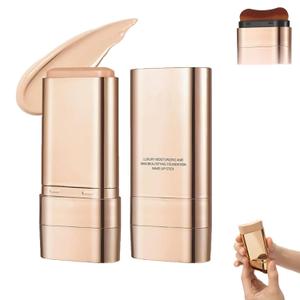 Korea Foundation Stick 2 Pack, Dual-Ended Foundation Stick with Built-In Brush, Korean Contour & Concealer Stick, Natural Finish, Long-Lasting Coverage for All Skin Types (Natural)