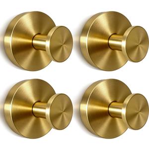 2 x 4 Pack 2026 Brushed Gold Suction Cup Hooks for Shower - No Drill Decorative Hooks Hold Towels & Wreaths on Glass Door & Bathroom Mirror - Heavy Duty Waterproof