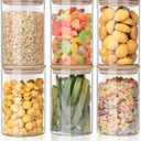 YUNCANG Glass Food Storage Jars 37oz [Set of 6],Clear Glass Food Storage Containers with Airtight Bamboo Lid Stackable Kitchen Canisters for Candy, Cookie, Rice, Sugar, Flour, Pasta