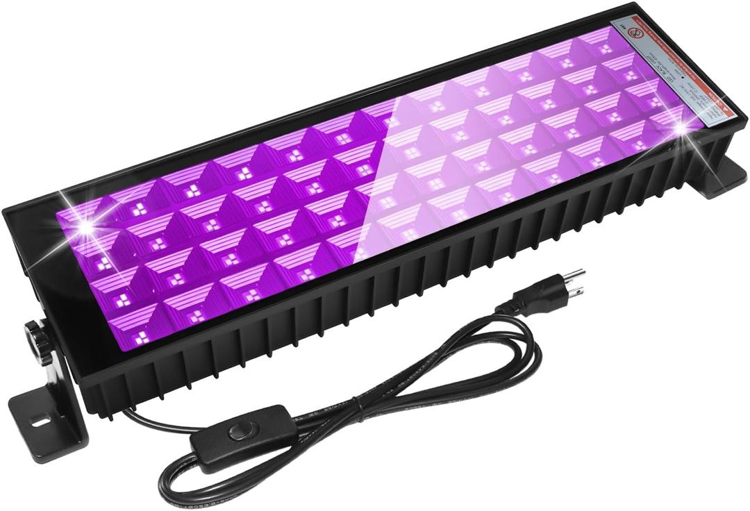 1 Pack 100W LED Black Light Bar, Blacklight with 9.8ft Cord+Plug+Switch, Black Lights for Halloween,Neon Glow Party, Body Paint, Birthday,Christmas,IP66 Waterproof