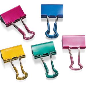 Officemate Easy Grip Medium Binder Clips, Assorted Metallic Colors, 12 Pack (31054)