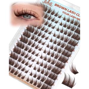 ALICROWN Brown Lash Clusters Cat Eye Cluster Eyelash Extensions Manga Eyelash Clusters Left & Right Natural Lash Extensions Spiky Cluster Lashes C Curly Fox Eye Individual Lashes Fairy Eyelashes
