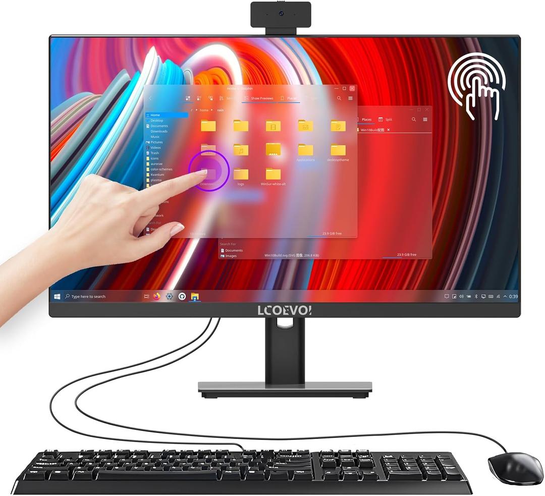 All-in-one Desktop Computer with Touchscreen Control,AMD R7-3700U Quad Core 16G RAM 512G SSD ROM, Liftable Arm Rotatable Monitor WiFi Bluetooth Connection PC Desktop for Home Study Office