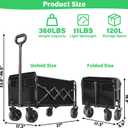 Collapsible Wagons Carts Foldable Wagon,360lbs Folding Wagon Cart with Wheels, Lightweight Foldable Cart with Drink Holders for Camping Picnic Grocery Shopping Garden Travel Sports