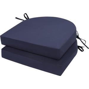 U'Artlines Outdoor Chair Cushions Set of 2, Waterproof Round Corner Seat Cushions, Patio Chair Cushions for Outdoor Furniture,Seat Cushions with Ties for Patio Garden Dining 19"x19"x3.15" Navy Blue