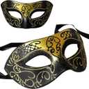 Wildarms Couple Masquerade Masks - Feather Women & Venetian Men Masks for Halloween Party, Mardi Gras Cosplay