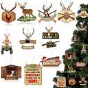 Amyhill 30 Pieces Christmas Deer Tree Ornaments Wooden Buck Hunting Ornament Deer Hunting Decorative Hanging Ornaments with Gun Christmas Ornament Woodland Wild Life Decorations for Xmas (Retro)