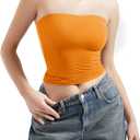 SUUKSESS Women Sexy Tube Top Summer Y2K Going Out Double Lined Basic Tank Top (Orange, M)