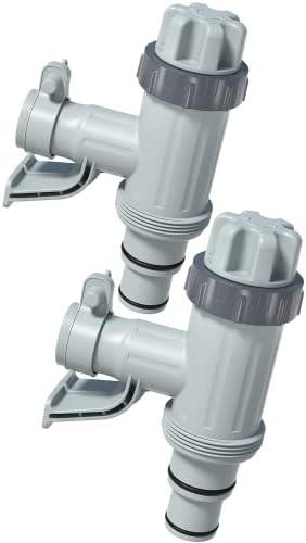 MASCARRY Above Ground Swimming Pool Hose Adapter with Plunger Valve and Pipe Holder - Replacement Parts for Pool Pump System (Round Top 2 PACK)