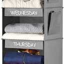 Weekly Clothes Organizer for Kids - 6-Shelf - Hanging Closet Daily Clothing Organization Labeled Shelves with Days of The Week Monday Through Friday, Weekday and Weekend (Grey)