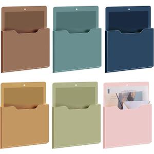 Fuutreo 6 Pcs Magnetic Wall File Organizer Magnetic Wall File Holder Refrigerator Magazine Holder for Mail Letters Paper(Mocha Mousse Color,Vertical-large)