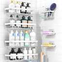 Moforoco 7 Pack Adhesive Shower Organizer Caddy Shelves Rack - Corner Bathroom Storage Organization, Home & Kitchen Decor Inside RV Accessories, Hanging House Apartment Camper Essentials (White)