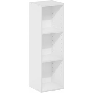 Furinno Fulda 3-Tier Space Saving Storage Shelf Bookcase, 10-Inch Width, White (3-Tier, 10-Inch)