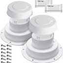 (2 Pack, White RV Roof Vent Cover Kits with Putty Tape and Screws, Camper Vents Cap for Trailer RV Roof Vent Cover Replacement, Camper Plumbing Vents Caps Kit for 1" to 2-3/8" OD Pipe