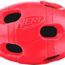 Nerf Dog Rubber Football Dog Toy with Interactive Squeaker and Crunch, Lightweight, Durable and Water Resistant, 6 Inch Diameter for Medium/Large Breeds, Single Unit, Red