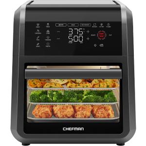 Chefman 12-Quart 5-in-1 Air Fryer Oven with Digital Timer, Touchscreen, and 12 Presets - Family Size Countertop Convection Oven, Dishwasher-Safe Parts, 12 Qt