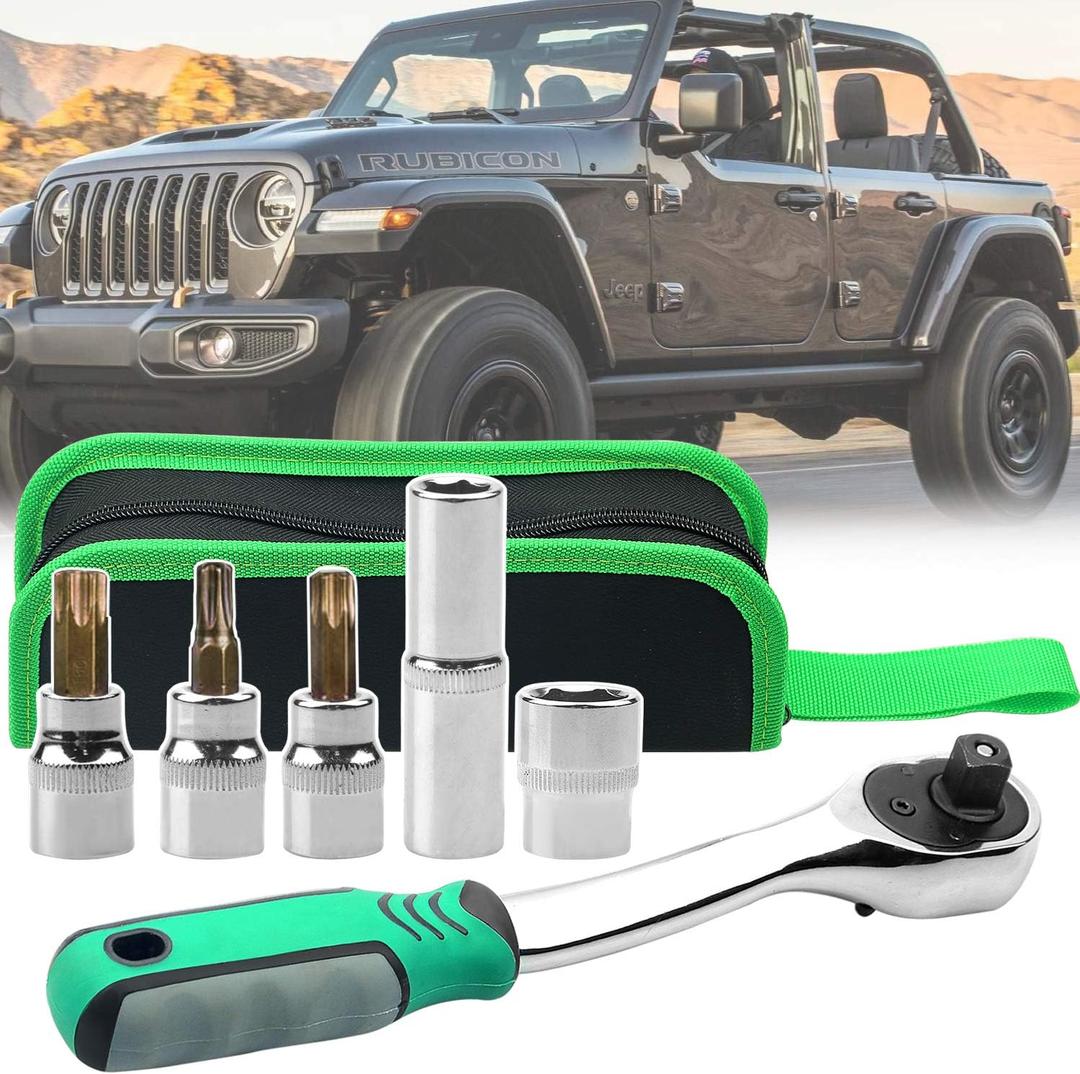 Bentolin Hard Top Door Removal Torx Set Jeep Tool Kit Replace 82214166AB 68361574AB Compatible for Wrangler JL JK & Gladiator Rubicon Sahara 2-4 Doors 2007-2020 Soft Top (Green)