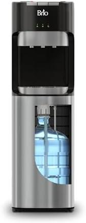 Brio Bottom Loading Water Cooler Dispenser for 5 Gallon Bottles - 3 Temperatures with Hot, Room & Cold Spouts, Child Safety Lock, LED Display with Empty Bottle Alert, Stainless Steel(some dents and scratches, turns off by itself randomly, drain grate