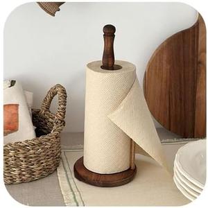 Wood Paper Towel Holder, Vintage Wooden Countertop Paper Towel Holders for Kitchen Roll Holder, Paper Towel Holder for Kitchen Roll Organize, Free-Standing Kitchen Roll Holder with Wood Base