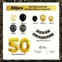 50th Birthday Decorations for Men Women with Happy 50th Birthday Decorations Banner 50 balloon number, Black and Gold 50th Birthday Balloons Kit for 50th Birthday Party Decorations