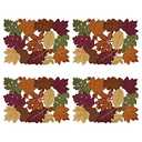 OWENIE 4 PCS Thanksgiving Placemats for Dining Table, 13 x 19 Inch Set of 4 Embroidered Maple Leaves Table mats for Fall, Harvest Applique Leaf for Autumn Decorations