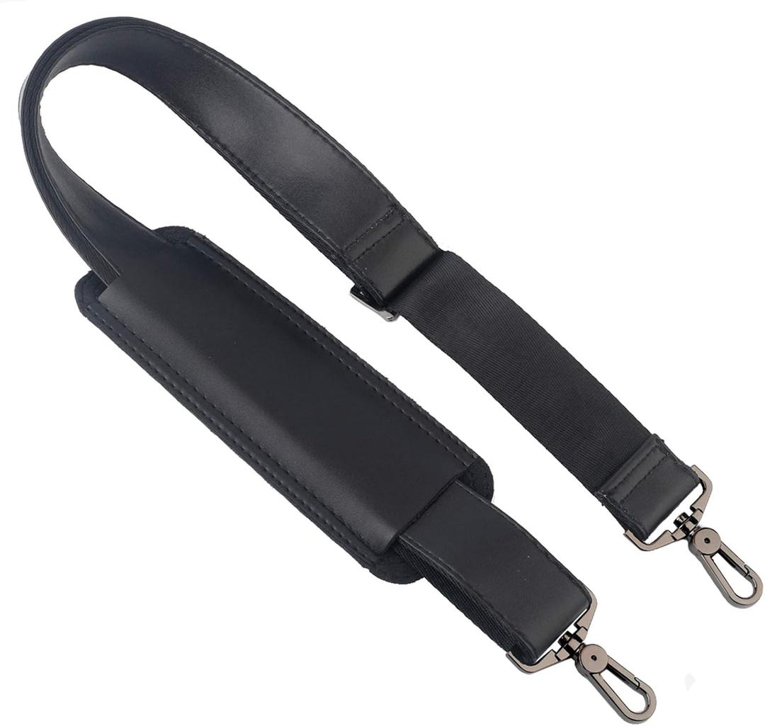 BEAULEGAN Bag Strap Replacement - Leather with Nylon - 51 Inch Long Adjustable for Crossbody/Shoulder, 1.5 Inch Wide (Black/Gunmetal) BEAULEGAN Bag Strap Replacement - Leather with Nylon - 51 Inch Long Adjustable for Crossbody/Shoulder, 1.5 Inch Wide (Black/Gunmetal)