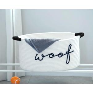 Triangle Pet Toy Basket Woven Puppy Bin -Durable Handle Storage Box for Organizing Dog Toys, Blankets & Accessories