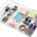 1 Pcs Large Expandable Acrylic Drawer Organizers, Grid Adjustable Drawer, Dividers Organizer for Desk, Makeup, Jewelry, Office, Kitchen Supplies (Clear,11 Compartments) (Transparent)