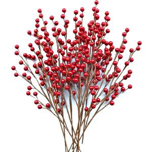 12 Pcs Artificial Red Berries Stems 13.5" Waterproof Berry Branches for Home Holiday Wedding DIY Crafts Decor