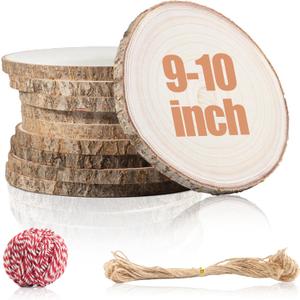 10 Pcs Natural Paulownia Wood Slices 9-10 Inches, Unfinished Wooden Rounds for Table Centerpieces, DIY Crafts & Wedding Decor
