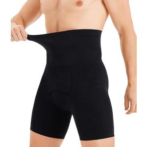 TAILONG Mens Shapewear Tummy Control Underwear Compression Shorts Slimming Body Shaper Leg Boxer Briefs (Medium, Black)