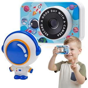 Kids Digital Camera for Boys and Girls Ages 3-12 - 1080P Selfie Dual Lens Toy Camera with 16GB SD Card, Rechargeable Birthday Gift for Toddlers & Children (Blue)