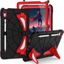 Case for iPad (A16) 11th Generation 11 Inch (2025),iPad 10th Generation 10.9 Inch (2022) Kids Friendly i Pad Case 10th Gen with Screen Protector, Shockproof Cover for i Pad 11/10 Gen, (Black Red)